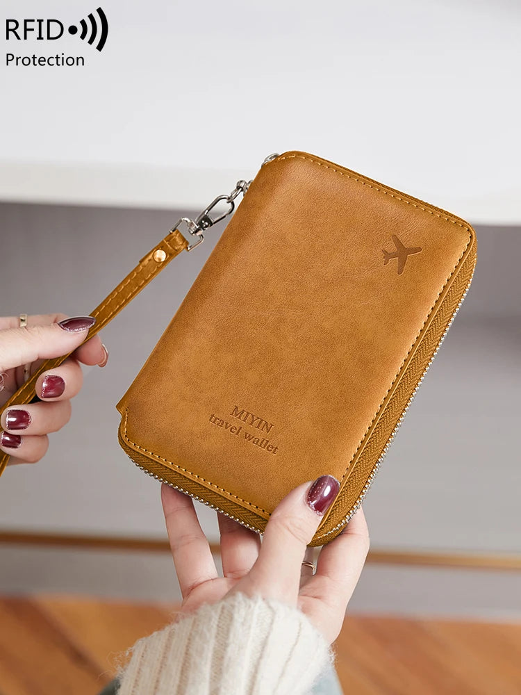 Porte-passeport RFID en cuir