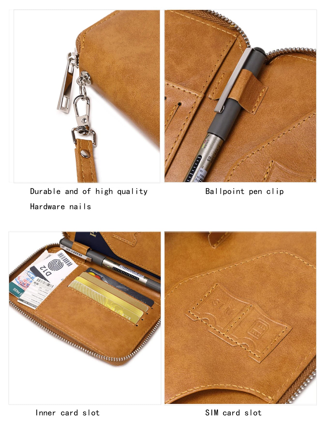 Porte-passeport RFID en cuir