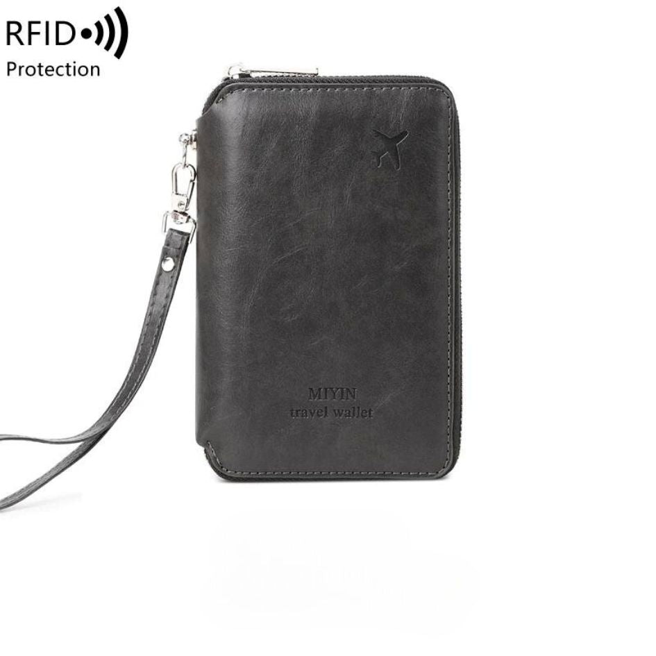 Porte-passeport RFID en cuir