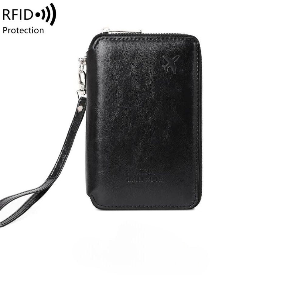 Porte-passeport RFID en cuir